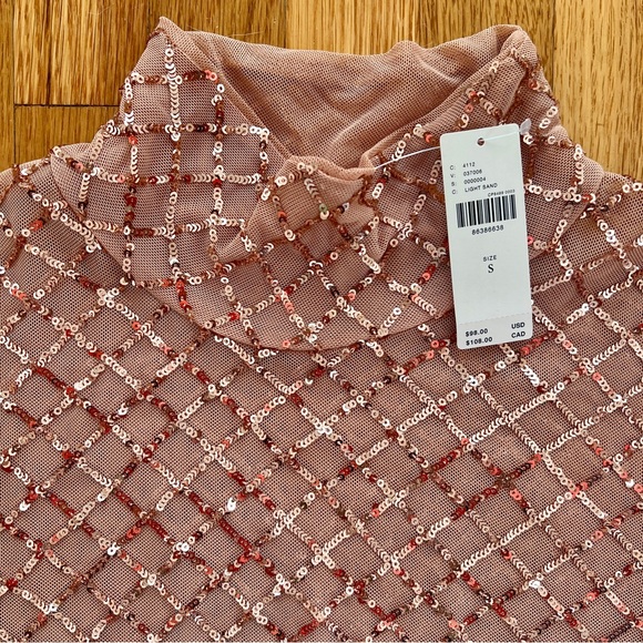 Anthropologie Pilcro Blush Sequin Turtleneck Blouse - Picture 5 of 7